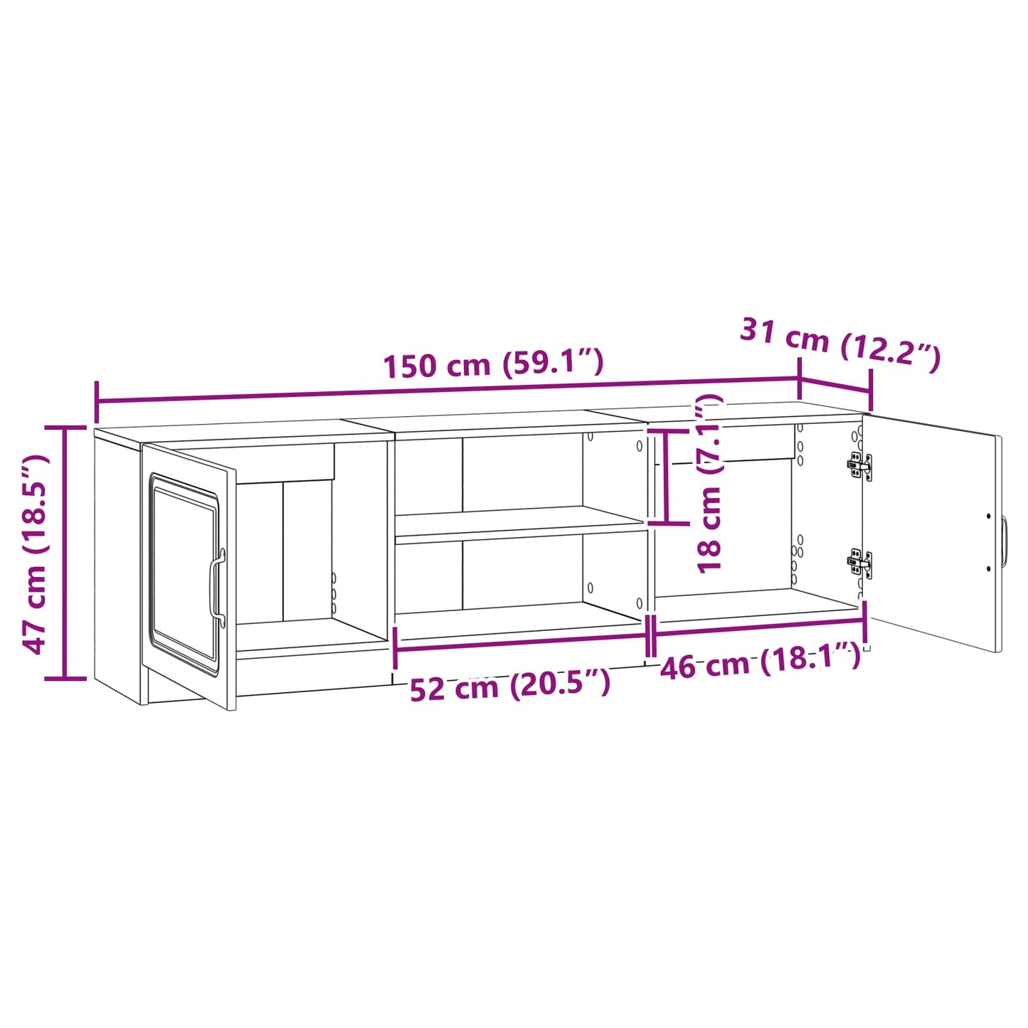 TV-Schränk Schwarz 150 x 31 x 47 cm Holzwerkstoff