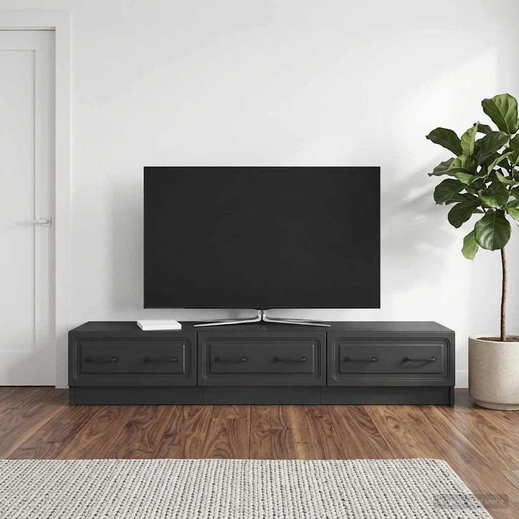 TV-Schränk 147 x 34,5 x 27 cm Schwarz Holzwerkstoff