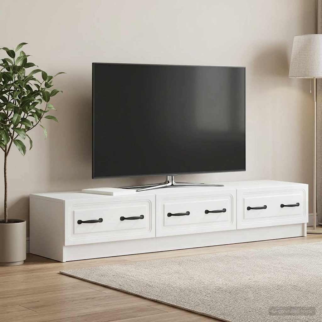 TV-Schränk 147 x 34,5 x 27 cm Hochglanz Weiß Holzwerkstoff