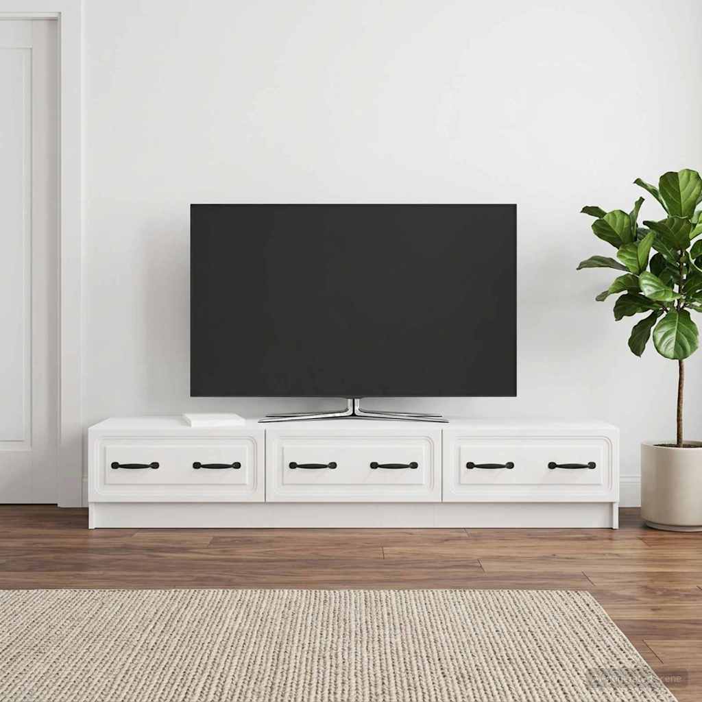 TV-Schränk 147 x 34,5 x 27 cm Hochglanz Weiß Holzwerkstoff