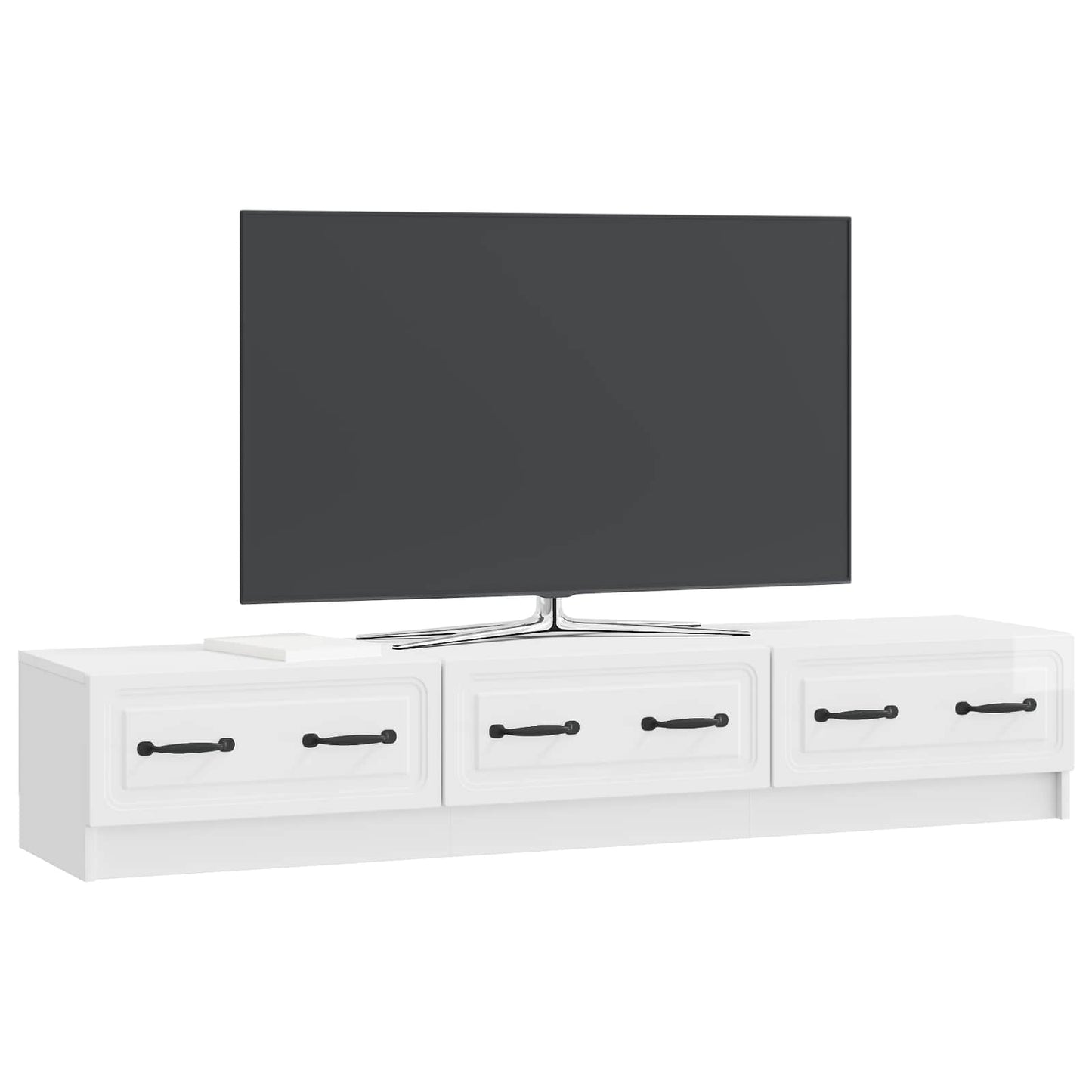 TV-Schränk 147 x 34,5 x 27 cm Hochglanz Weiß Holzwerkstoff