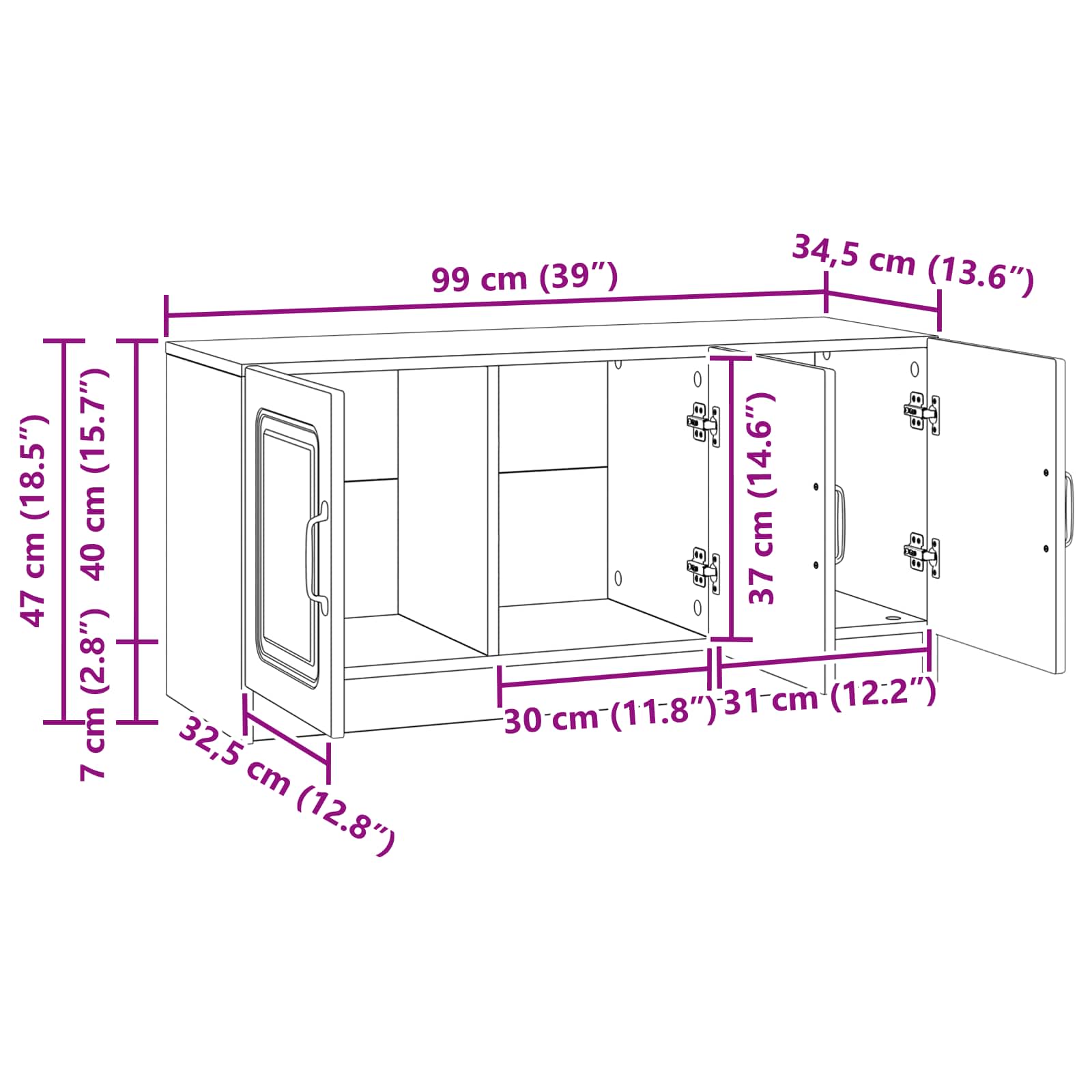 TV-Schränk Sonoma-Eiche 99 x 34,5 x 47 cm Holzwerkstoff