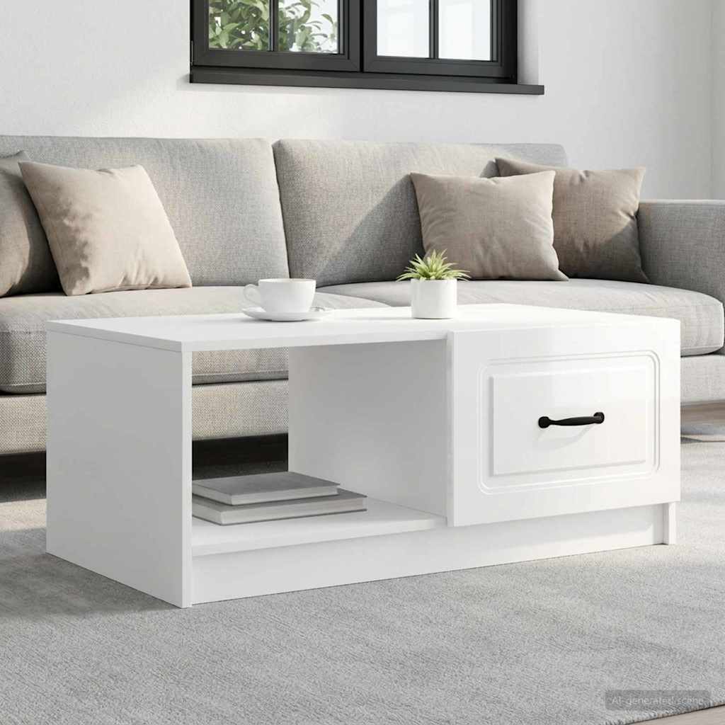 Couchtisch Hochglanz Weiß 90 x 50 x 37 cm Holzwerkstoff