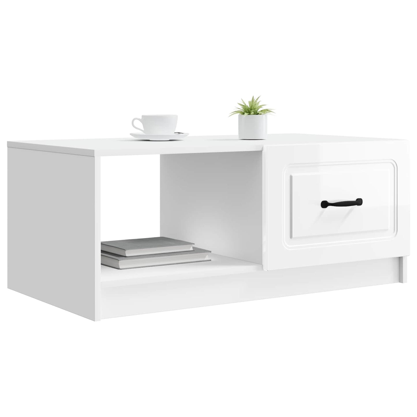 Couchtisch Hochglanz Weiß 90 x 50 x 37 cm Holzwerkstoff