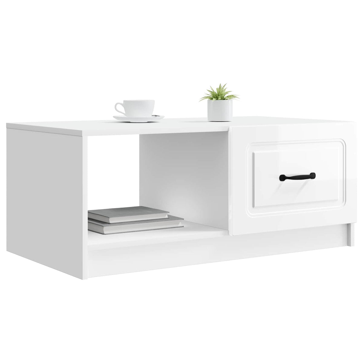 Couchtisch Hochglanz Weiß 90 x 50 x 37 cm Holzwerkstoff