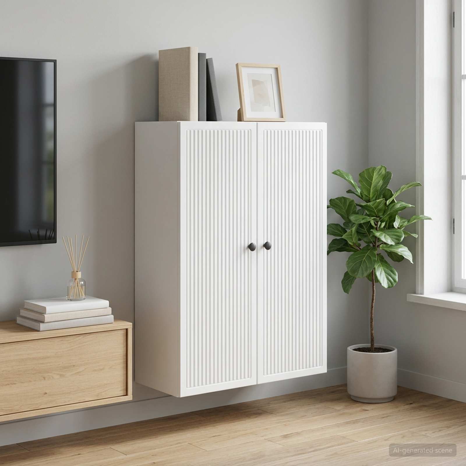 Wandschrank Weiß 66 x 34,5 x 90 cm Holzwerkstoff