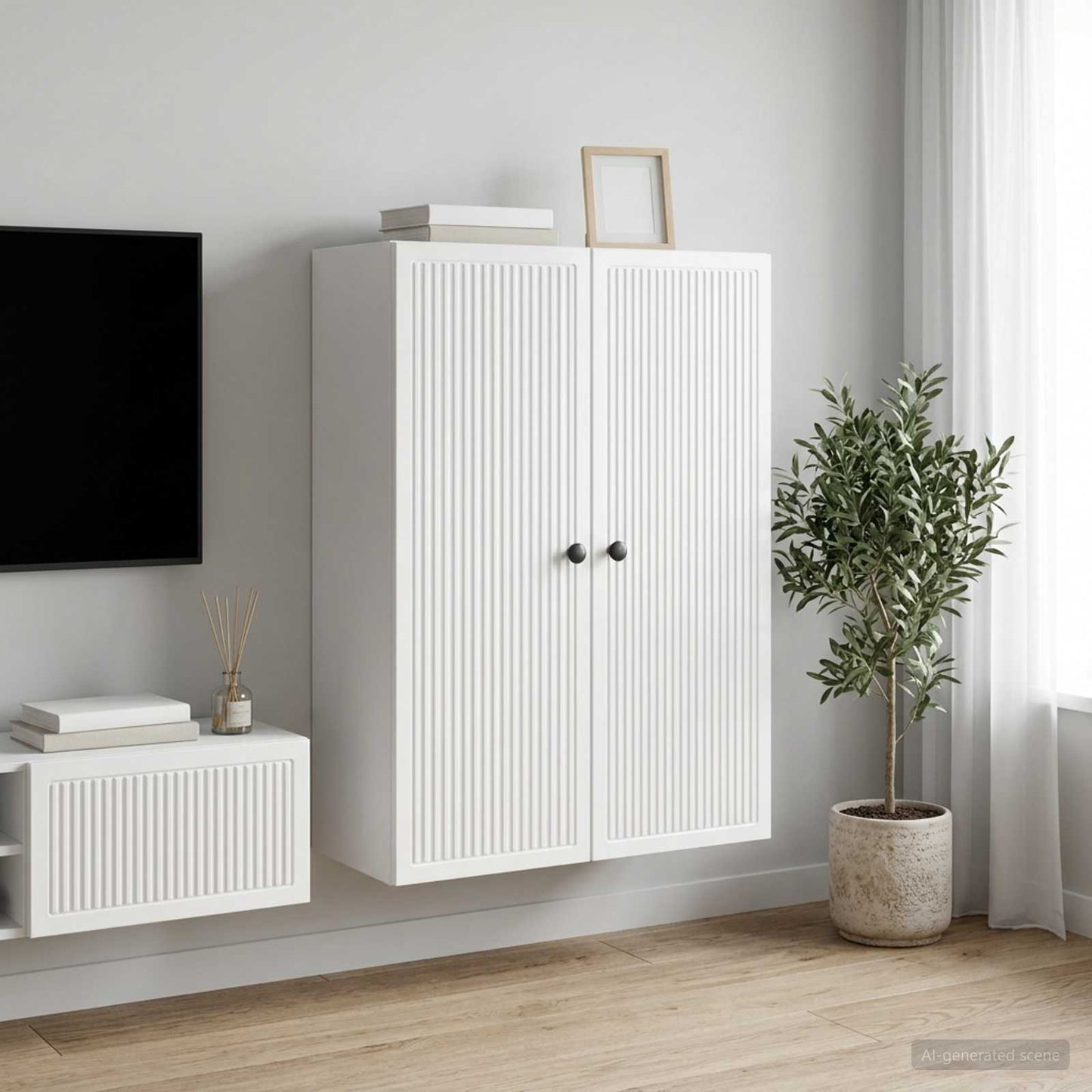 Wandschrank Hochglanz Weiß 66 x 34,5 x 90 cm Holzwerkstoff