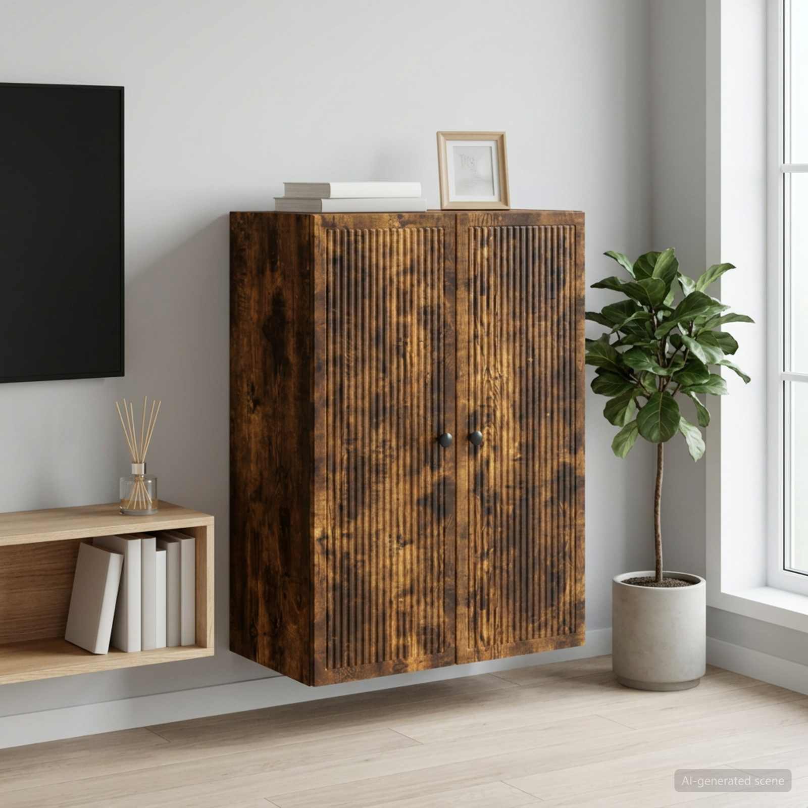 Wandschrank Geräucherte Eiche 66 x 34,5 x 90 cm Holzwerkstoff