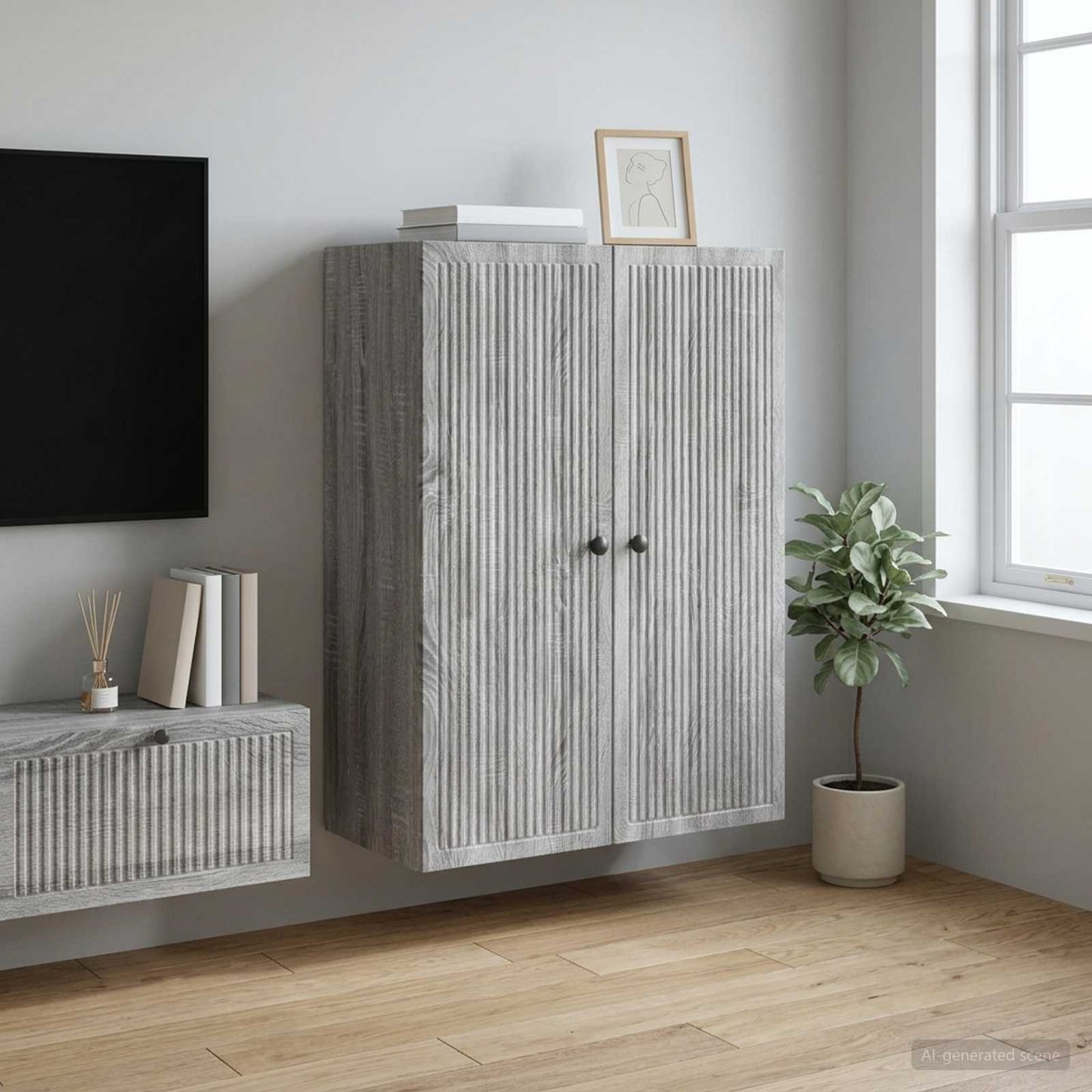 Wandschrank Grau Sonoma 66 x 34,5 x 90 cm Holzwerkstoff
