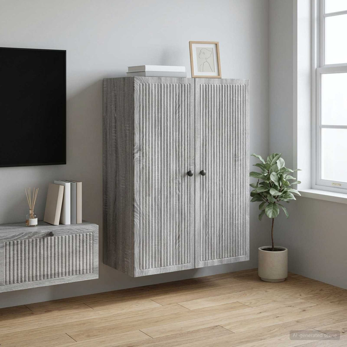 Wandschrank Grau Sonoma 66 x 34,5 x 90 cm Holzwerkstoff