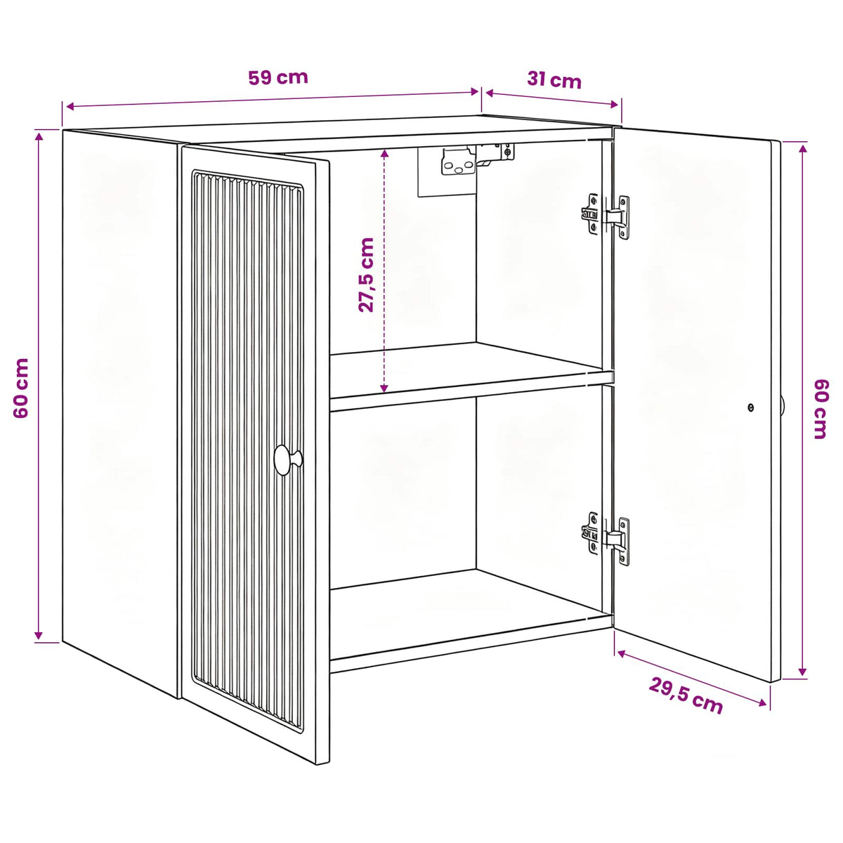 Wandschrank Weiß 59 x 31 x 60 cm Holzwerkstoff