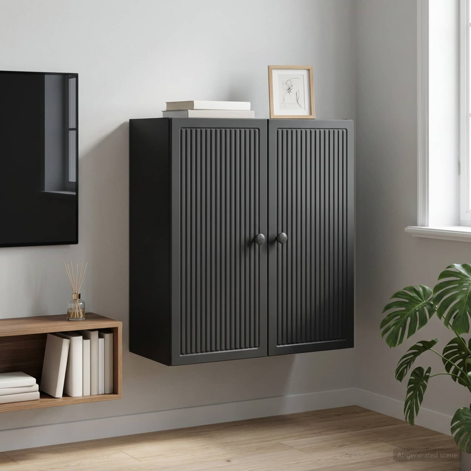 Wandschrank Schwarz 59 x 31 x 60 cm Holzwerkstoff