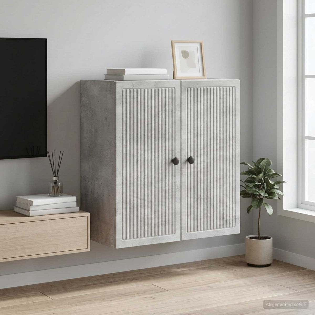 Wandschrank Betongrau 59 x 31 x 60 cm Holzwerkstoff