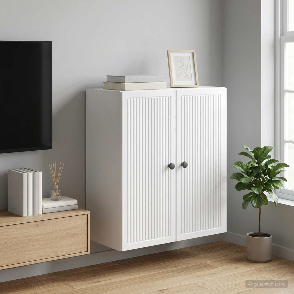 Wandschrank Hochglanz Weiß 59 x 31 x 60 cm Holzwerkstoff