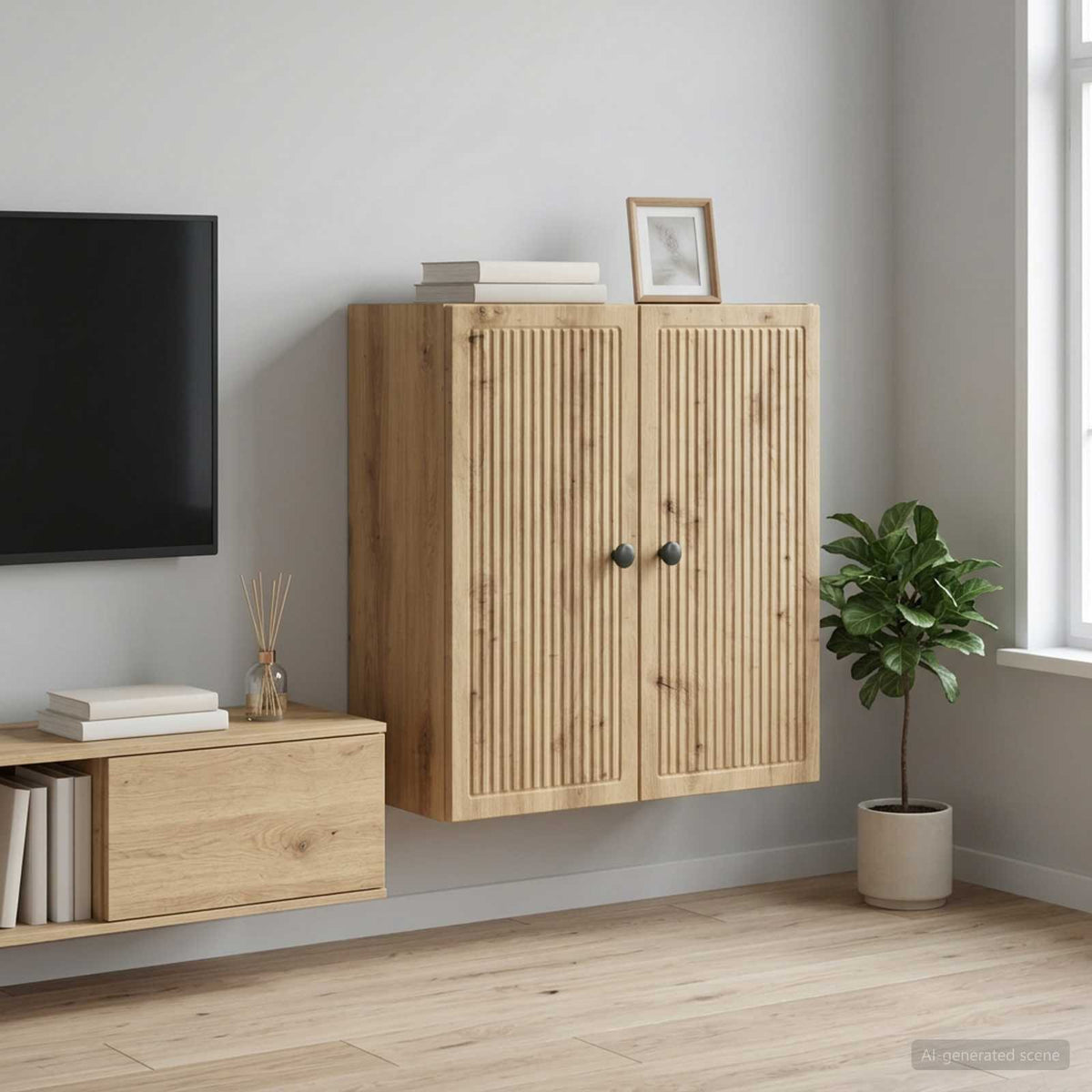 Wandschrank 59 x 31 x 60 cm Holzwerkstoff Artisan-Eiche