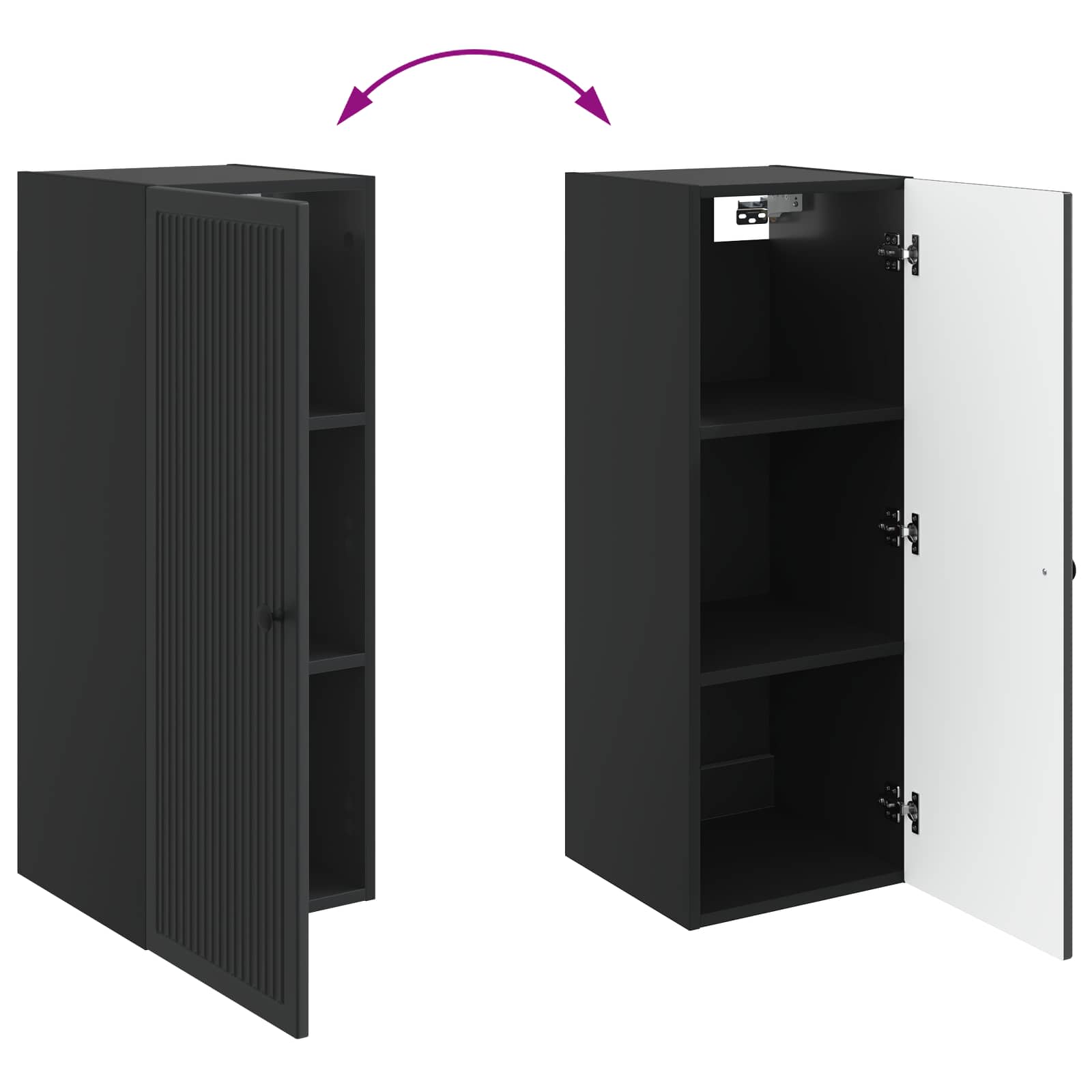 Wandschrank Schwarz 33 x 34,5 x 90 cm Holzwerkstoff