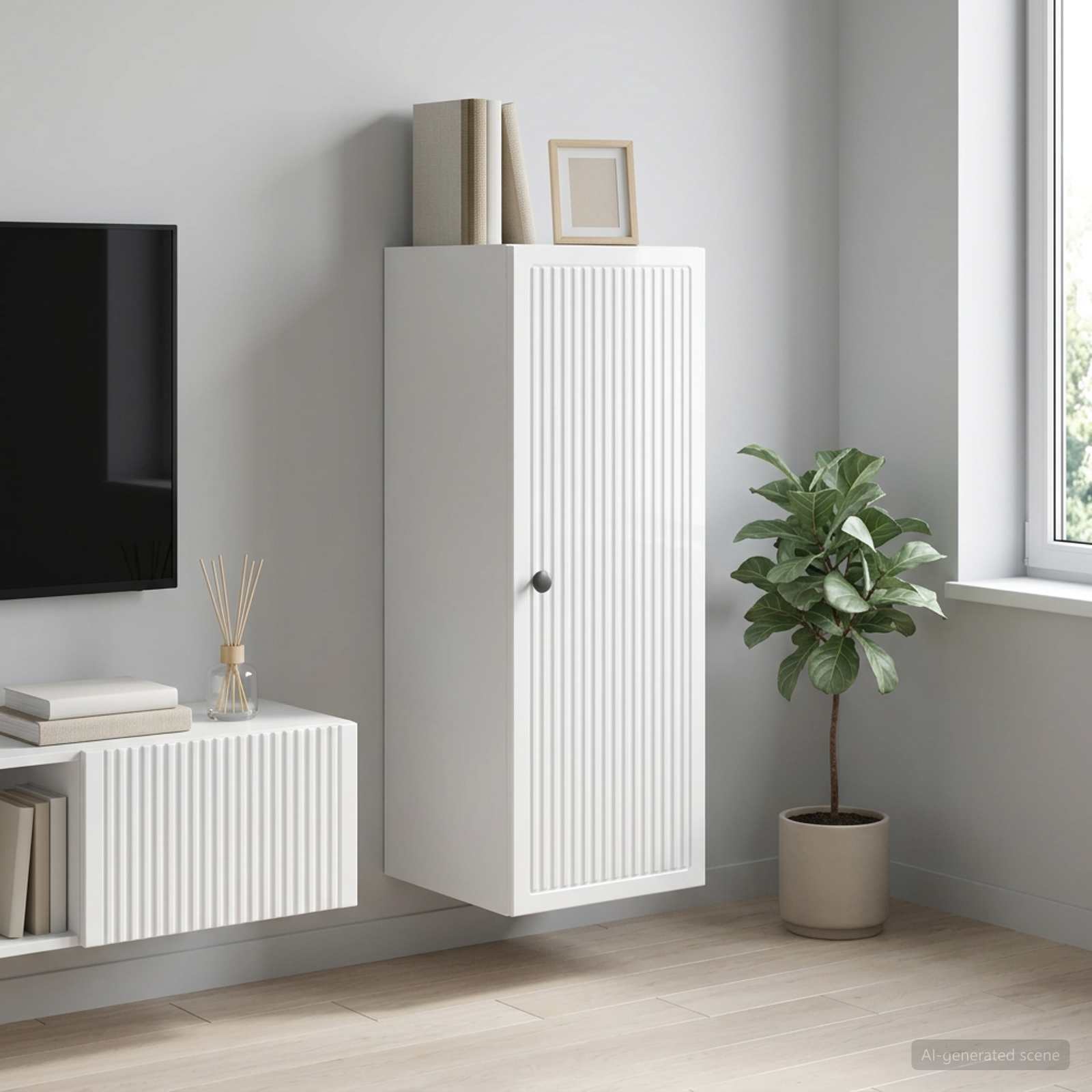 Wandschrank Hochglanz Weiß 33 x 34,5 x 90 cm Holzwerkstoff