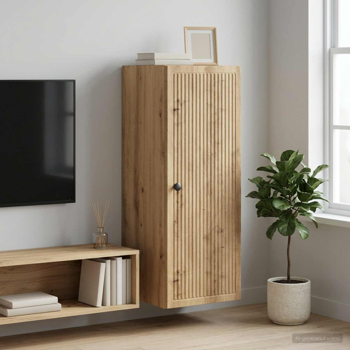 Wandschrank 33 x 34,5 x 90 cm Holzwerkstoff Artisan-Eiche