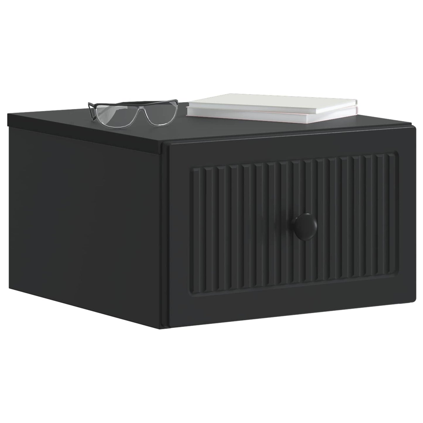 Wandmontierter Nachttisch Schwarz 33 x 34,5 x 20 cm