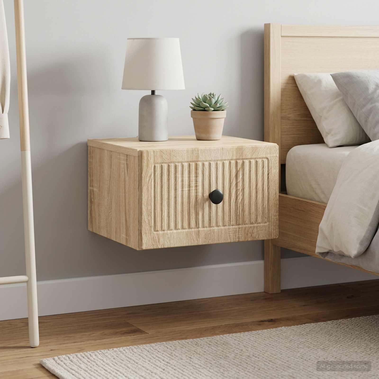 Wandmontierter Nachttisch 2 Stk. Sonoma-Eiche 33 x 34,5 x 20 cm