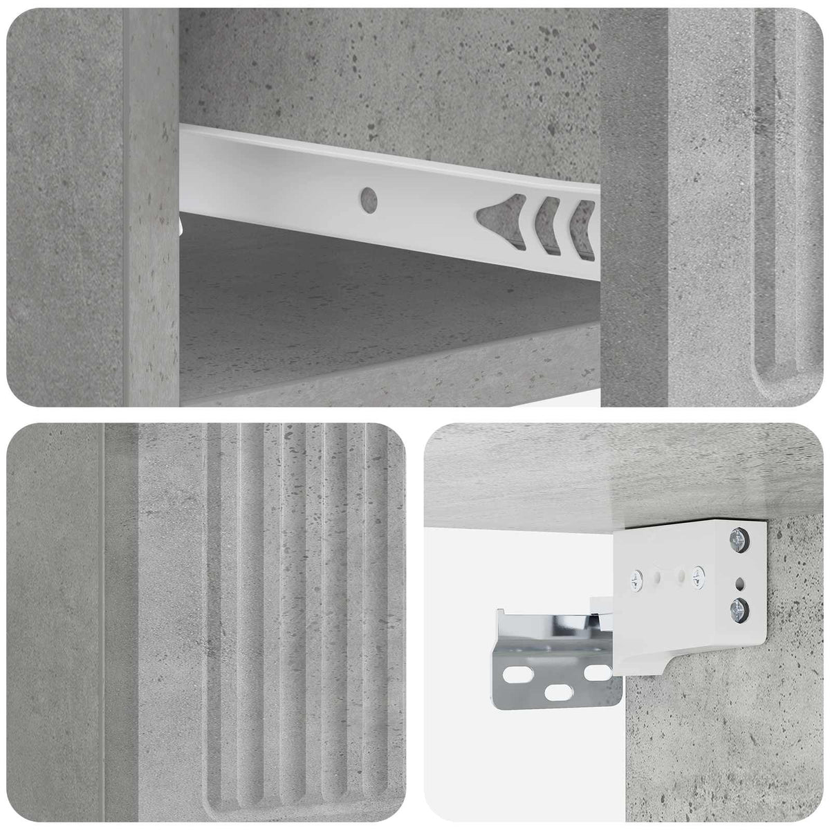 Wandmontierter Nachttisch 2 Stk. Betongrau 33 x 34,5 x 20 cm