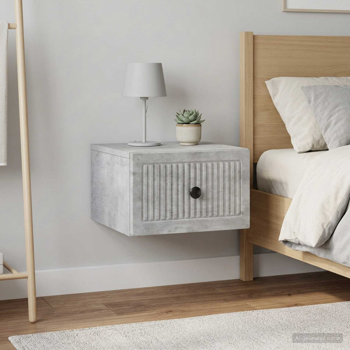 Wandmontierter Nachttisch 2 Stk. Betongrau 33 x 34,5 x 20 cm
