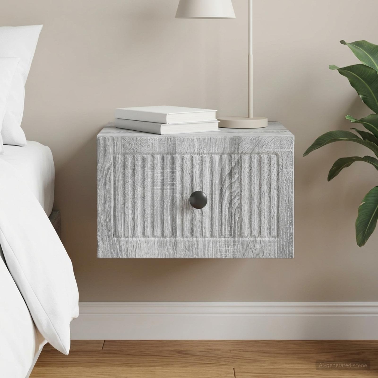 Wandmontierter Nachttisch Sonoma-Grau 33 x 34,5 x 20 cm