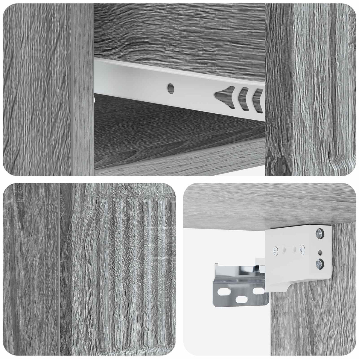 Wandmontierter Nachttisch 2 Stk. Sonoma-Grau 33 x 34,5 x 20 cm