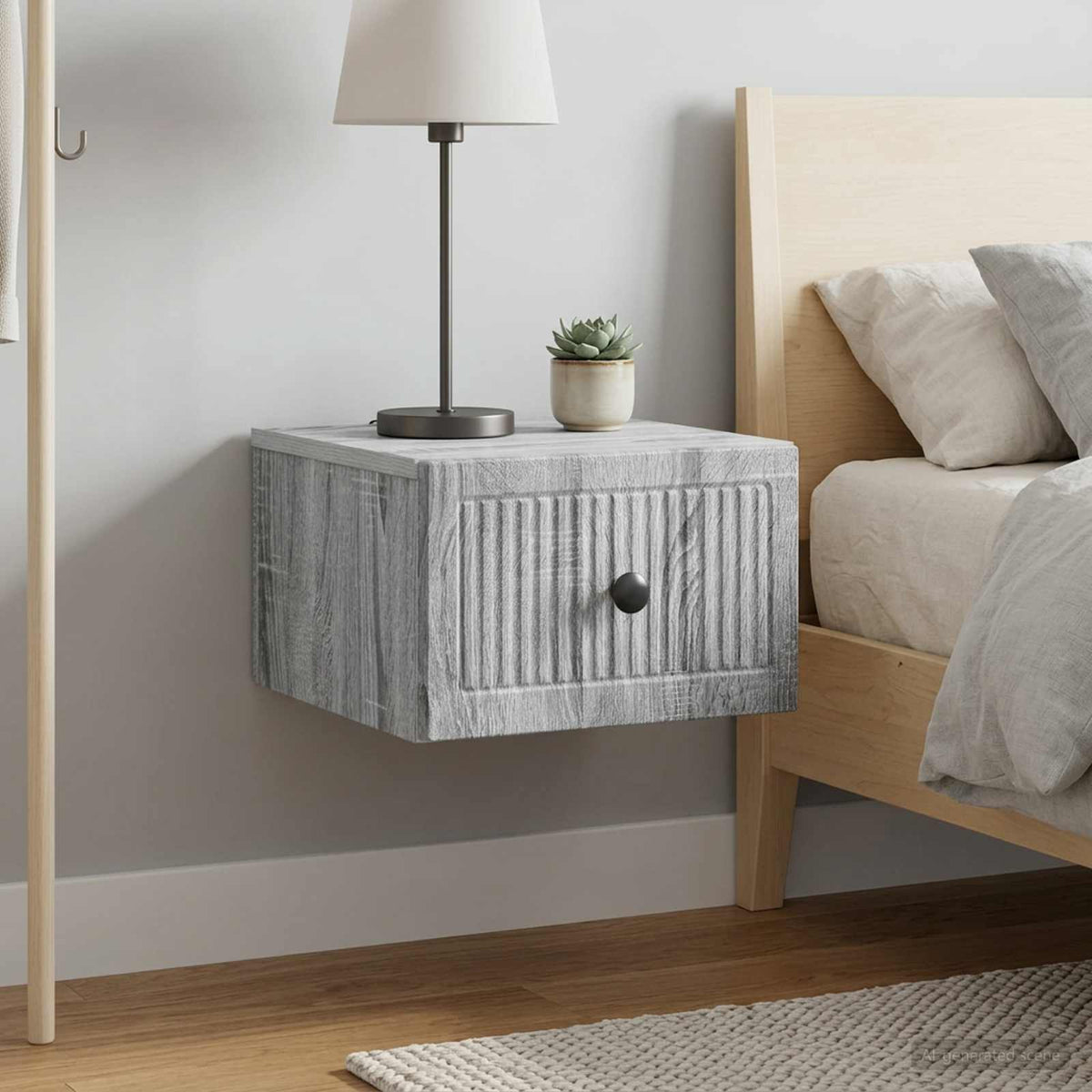 Wandmontierter Nachttisch 2 Stk. Sonoma-Grau 33 x 34,5 x 20 cm