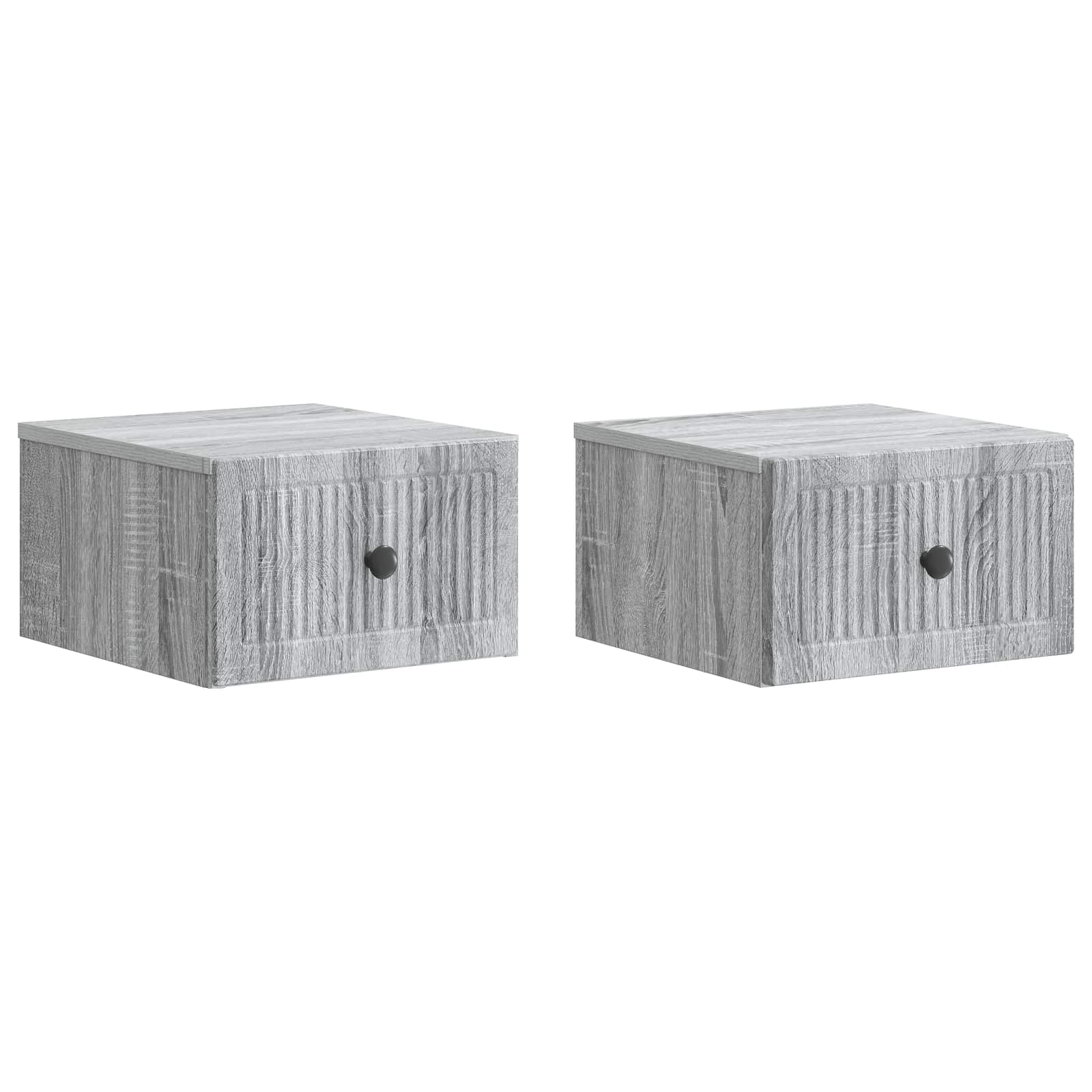Wandmontierter Nachttisch 2 Stk. Sonoma-Grau 33 x 34,5 x 20 cm
