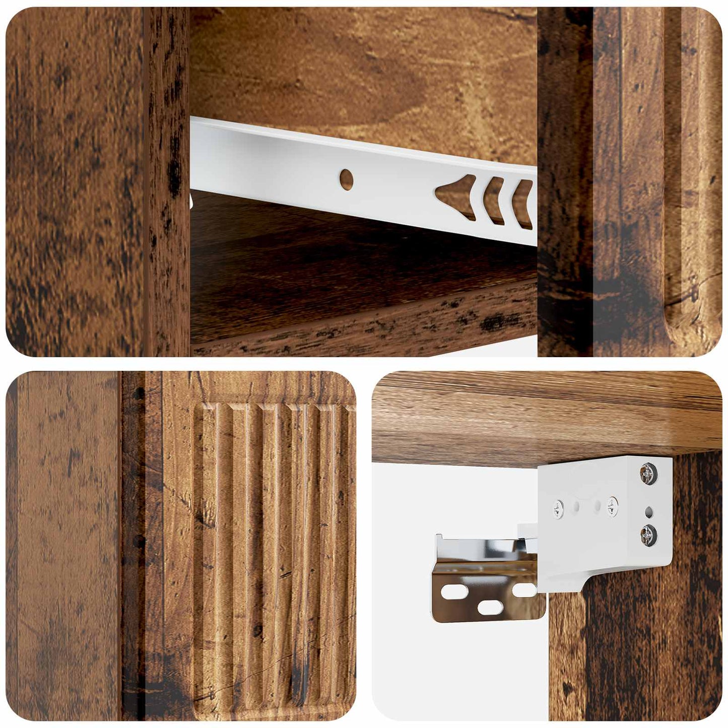 Wandmontierter Nachttisch Altholz 33 x 34,5 x 20 cm