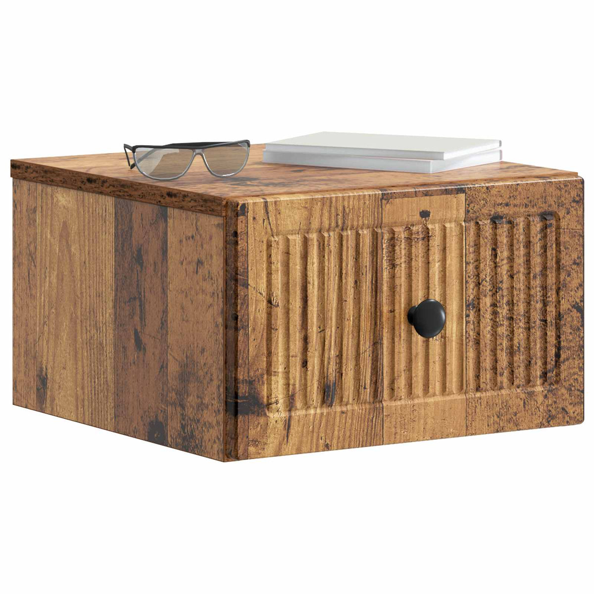 Wandmontierter Nachttisch Altholz 33 x 34,5 x 20 cm