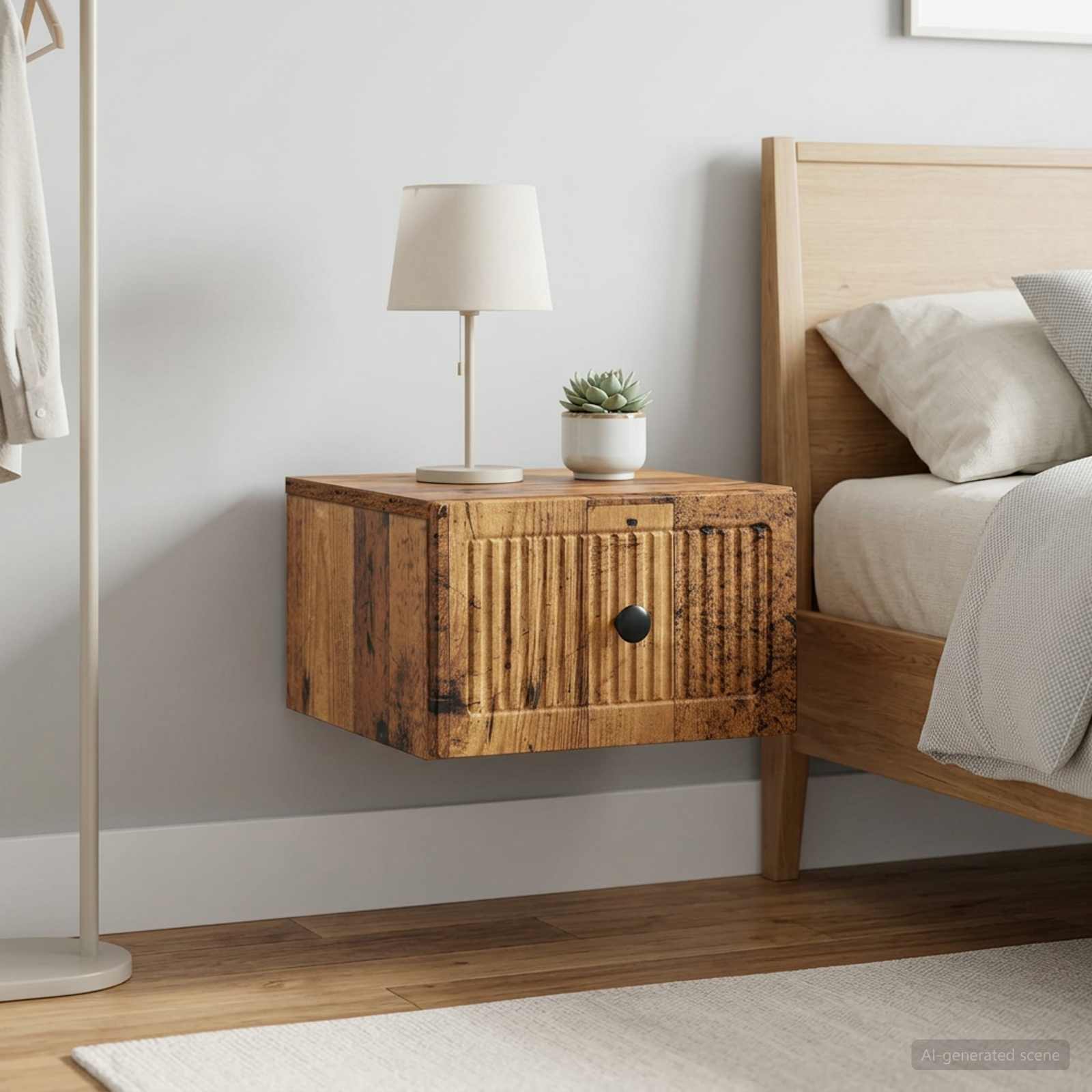 Wandmontierter Nachttisch 2 Stk. Altholz 33 x 34,5 x 20 cm