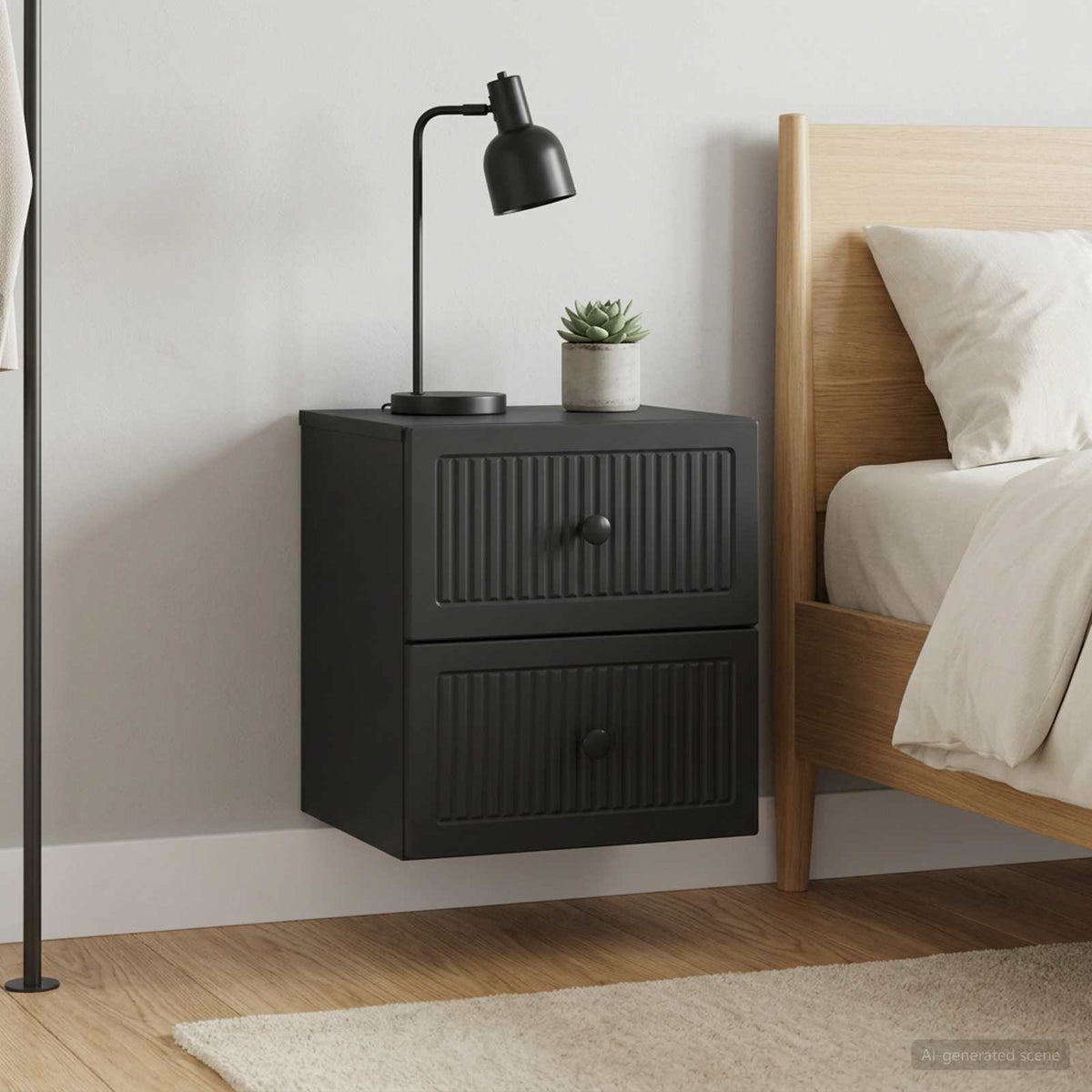 Wandmontierter Nachttisch 2 Stk. Schwarz 33 x 34,5 x 40 cm