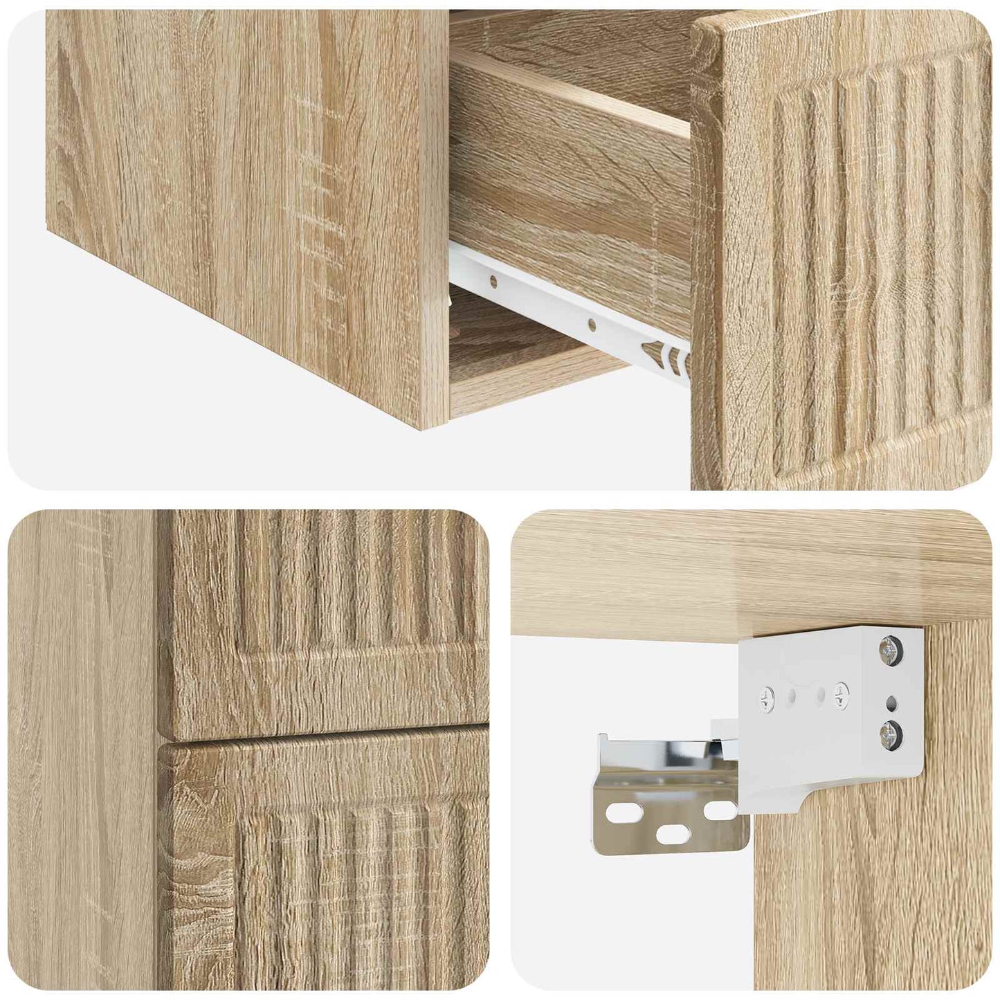 Wandmontierter Nachttisch 2 Stk. Sonoma-Eiche 33 x 34,5 x 40 cm