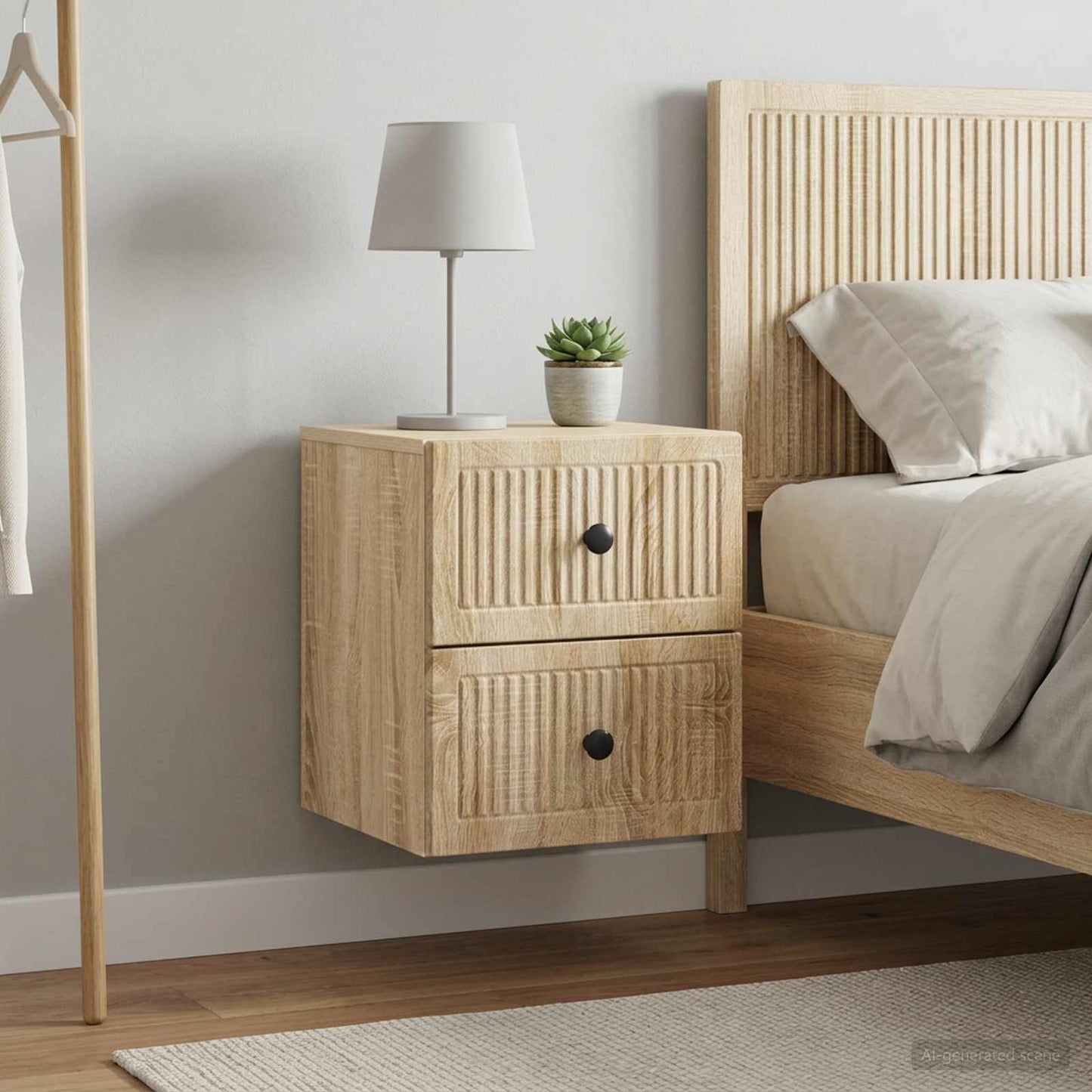 Wandmontierter Nachttisch 2 Stk. Sonoma-Eiche 33 x 34,5 x 40 cm