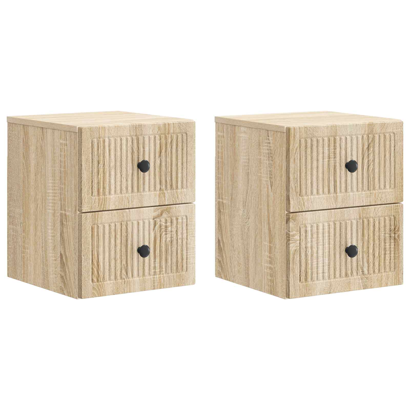 Wandmontierter Nachttisch 2 Stk. Sonoma-Eiche 33 x 34,5 x 40 cm
