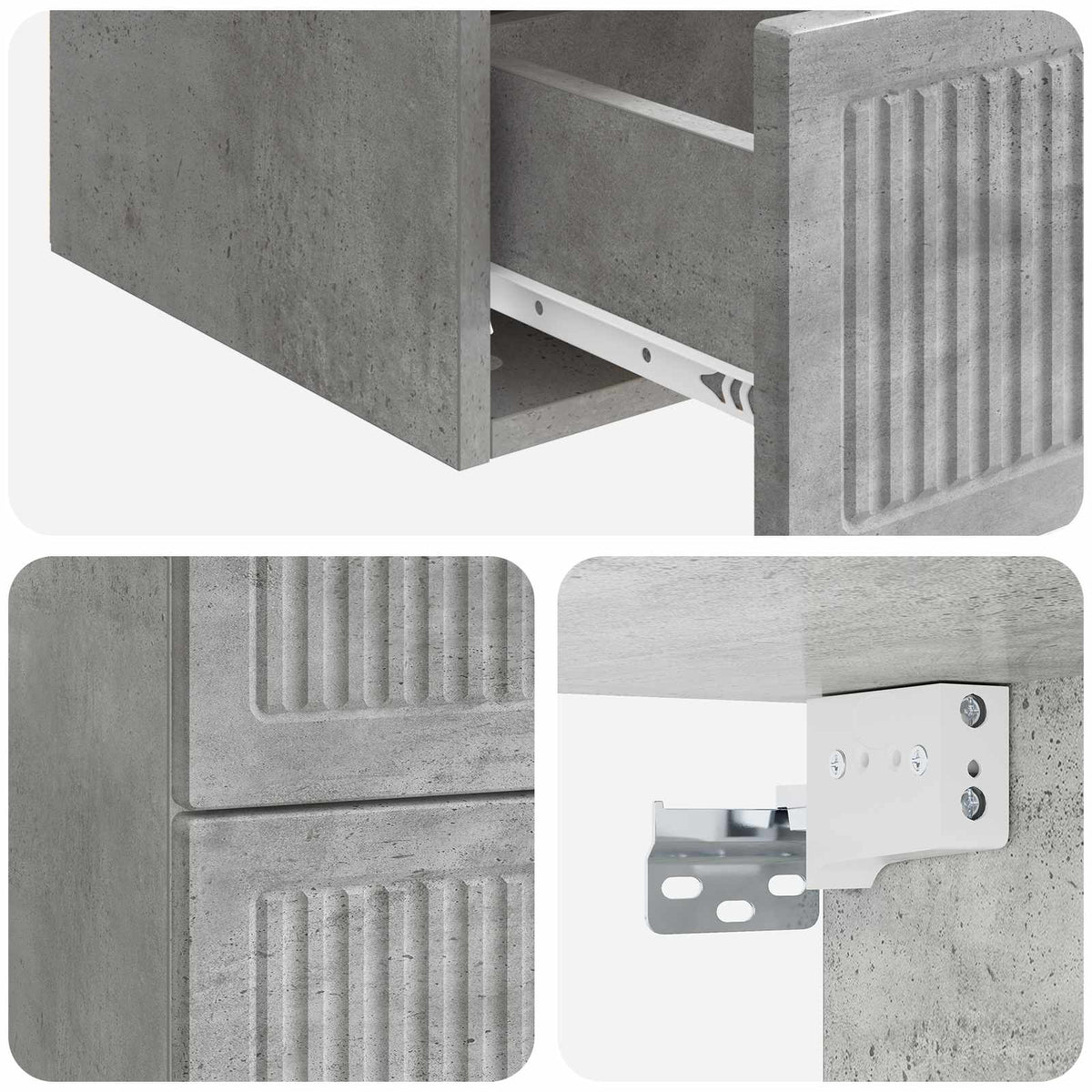 Wandmontierter Nachttisch Betongrau 33 x 34,5 x 40 cm
