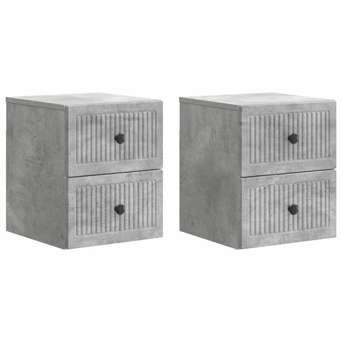 Wandmontierter Nachttisch 2 Stk. Betongrau 33 x 34,5 x 40 cm