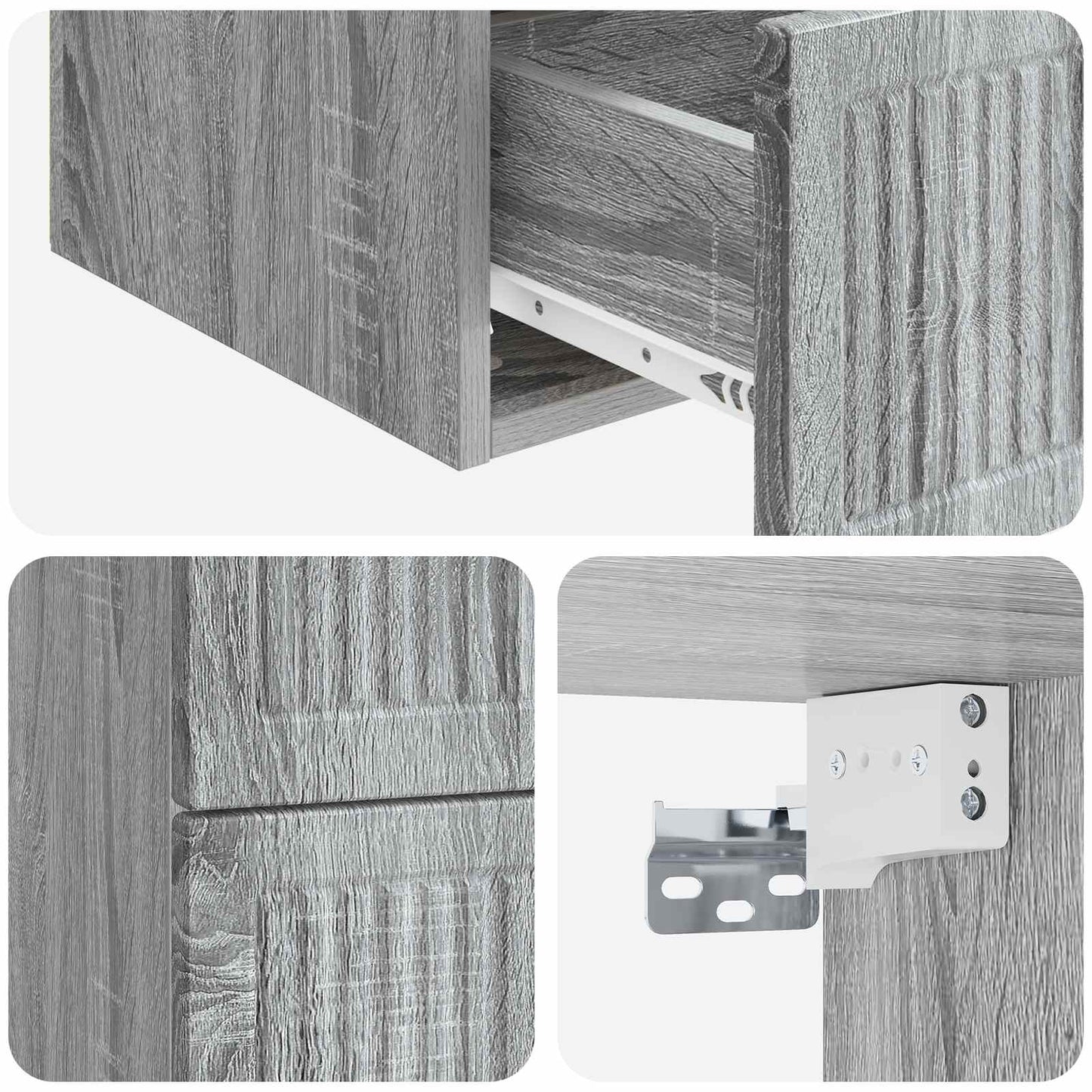Wandmontierter Nachttisch Sonoma-Grau 33 x 34,5 x 40 cm