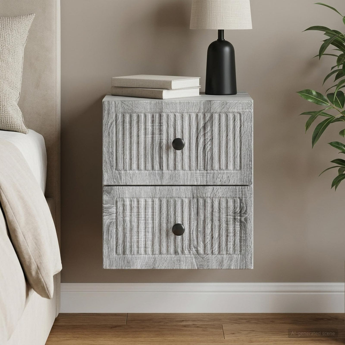 Wandmontierter Nachttisch Sonoma-Grau 33 x 34,5 x 40 cm