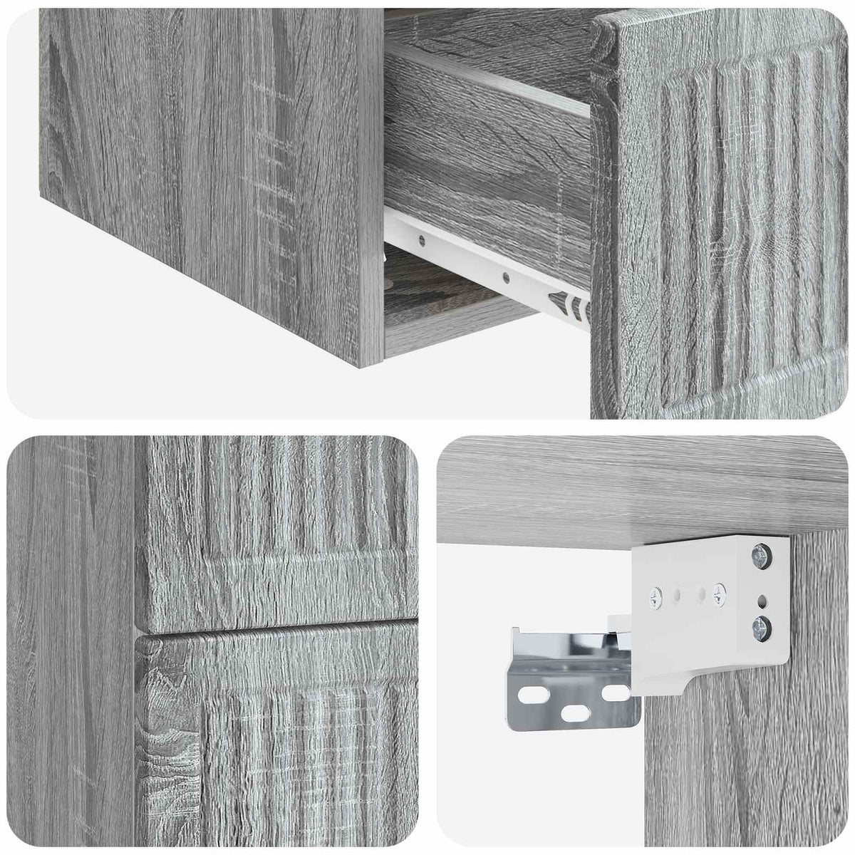Wandmontierter Nachttisch 2 Stk. Sonoma-Grau 33 x 34,5 x 40 cm