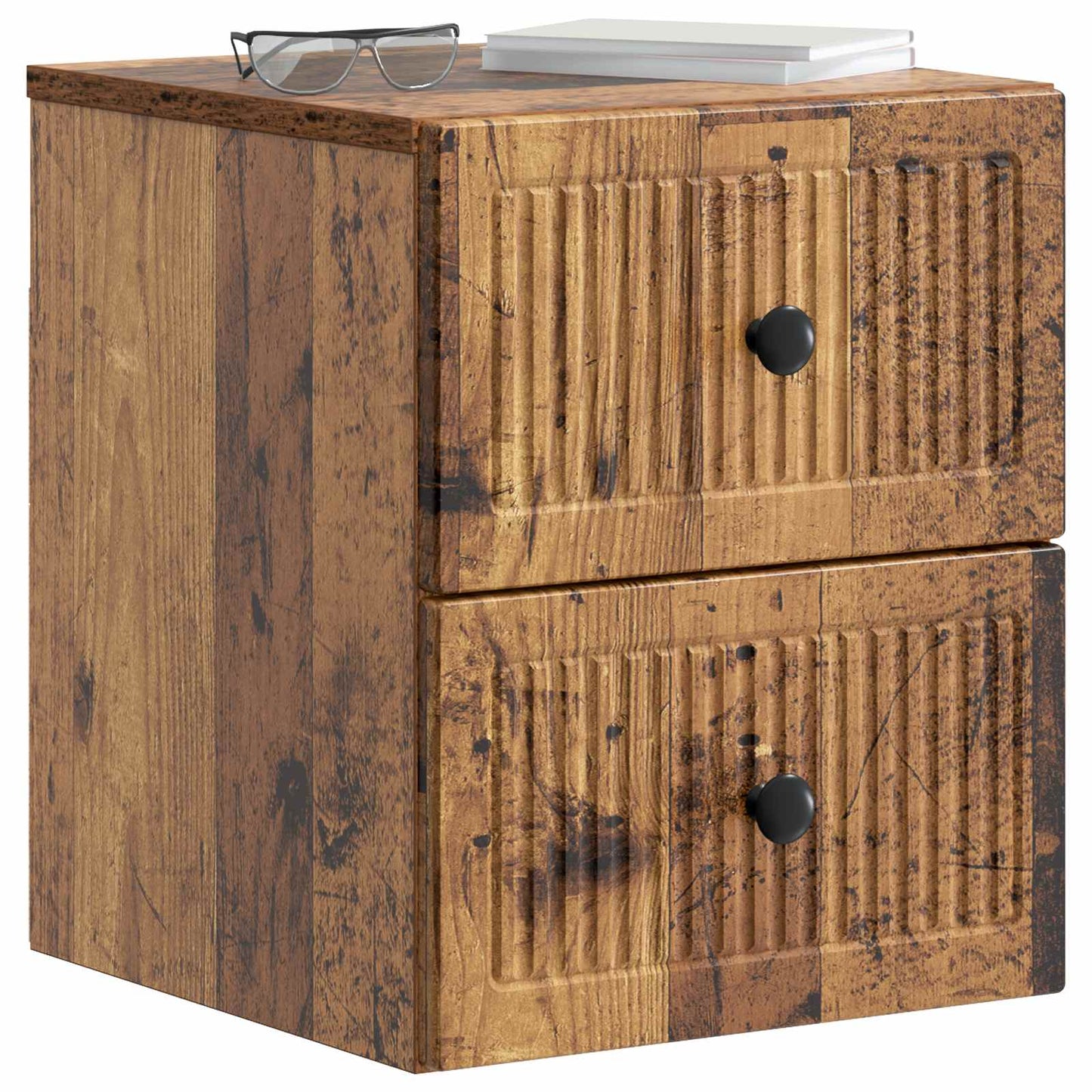 Wandmontierter Nachttisch Altholz 33 x 34,5 x 40 cm