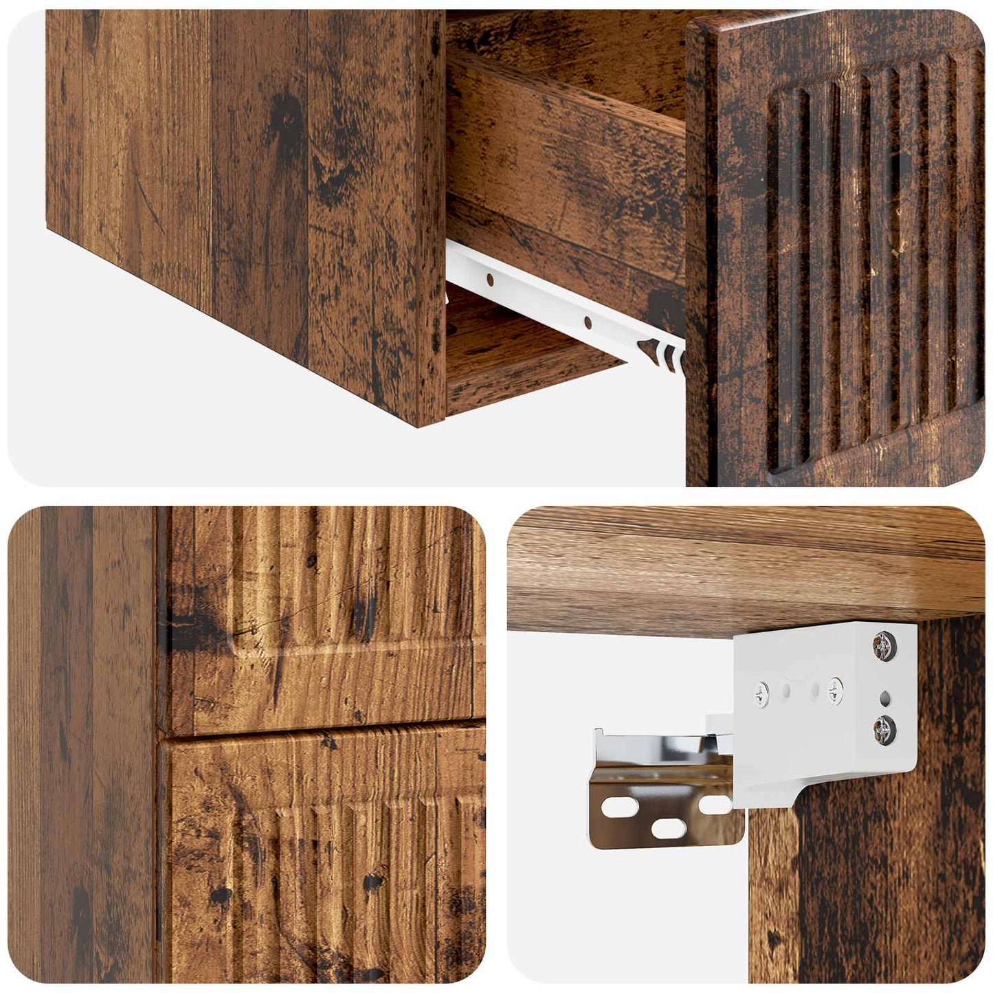 Wandmontierter Nachttisch 2 Stk. Altholz 33 x 34,5 x 40 cm