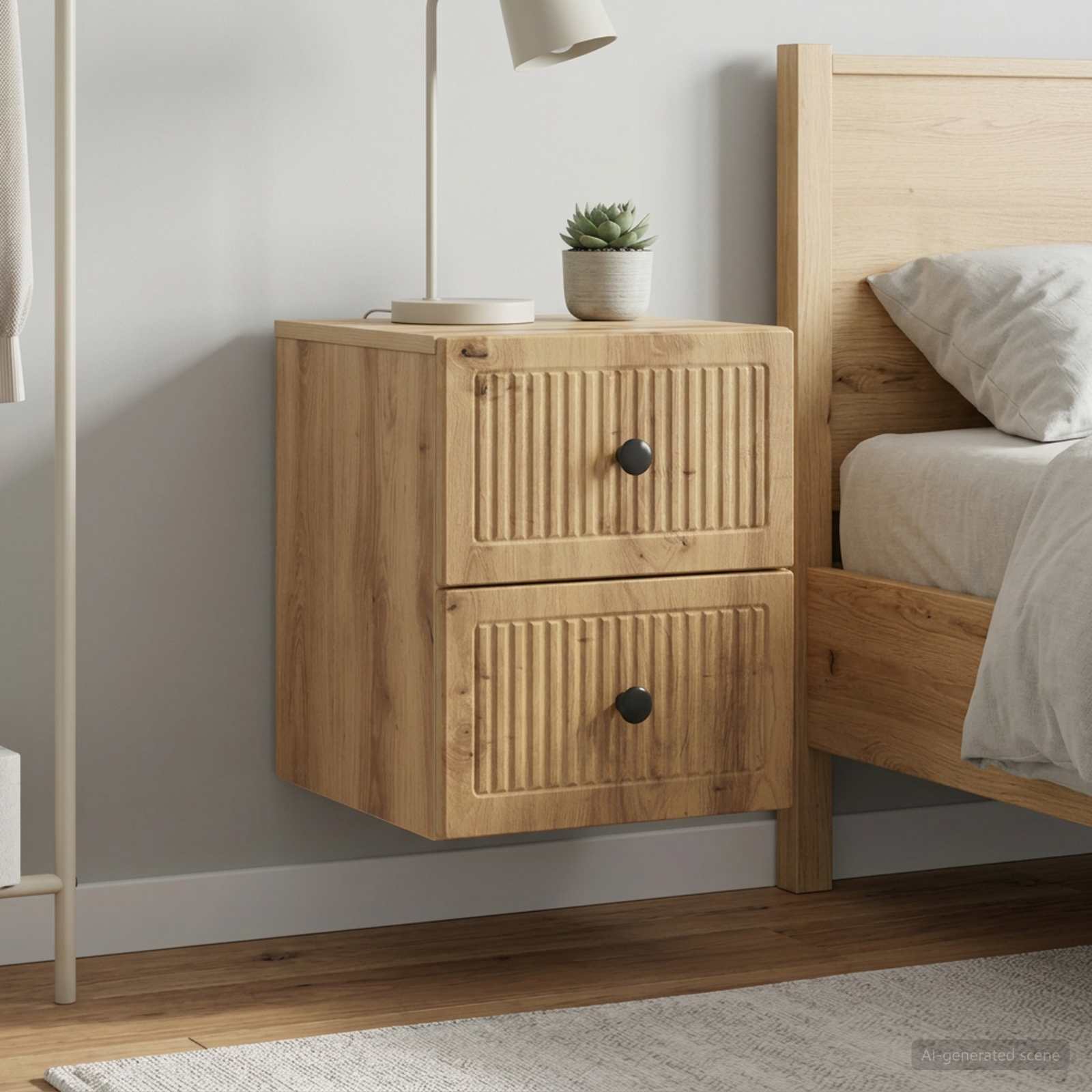 Wandmontierter Nachttisch 2 stk. Artisan-Eiche