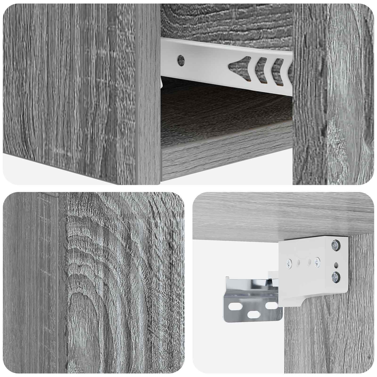 Wandmontierter Beistelltisch Graues Sonoma 59 x 34,5 x 17 cm