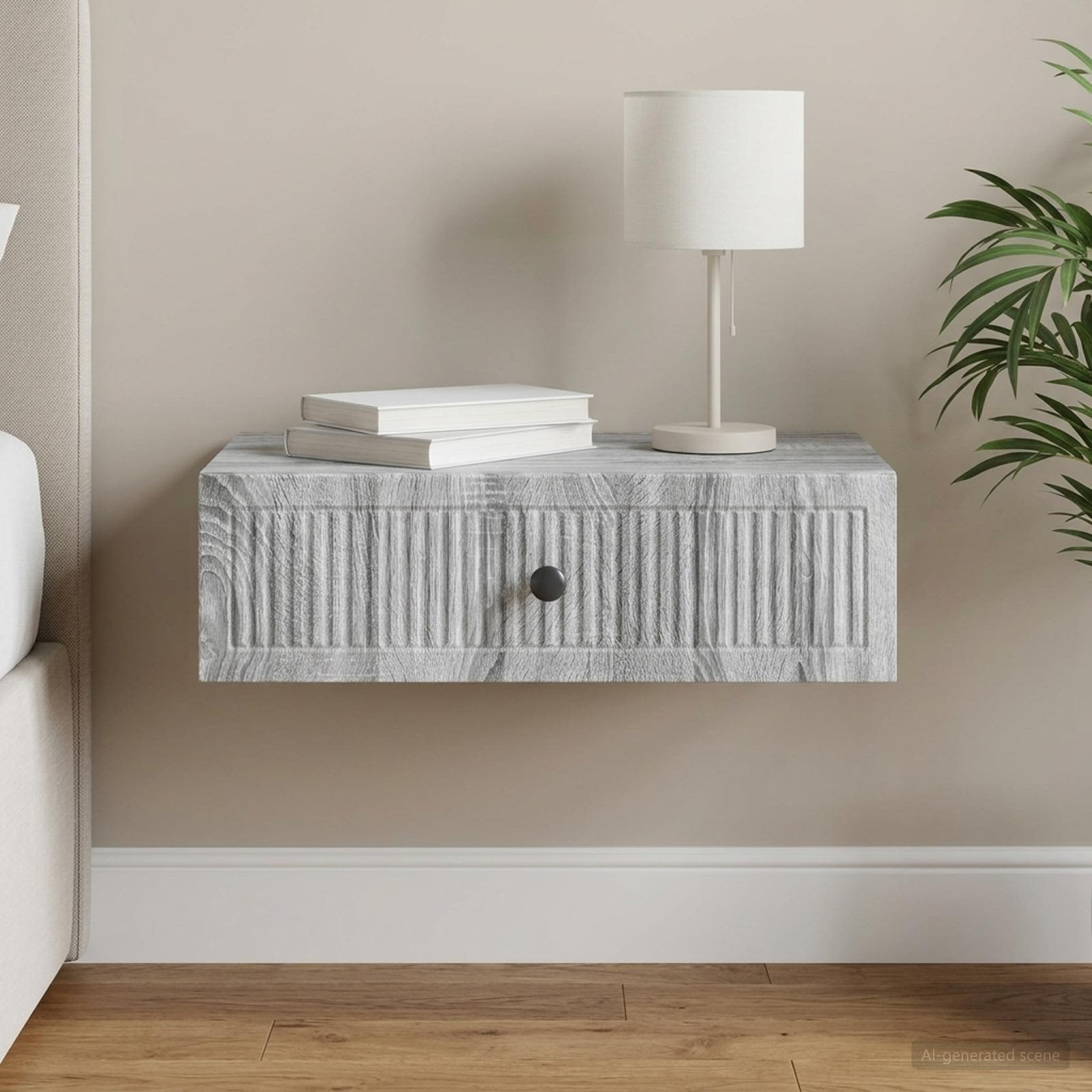 Wandmontierter Beistelltisch Graues Sonoma 59 x 34,5 x 17 cm