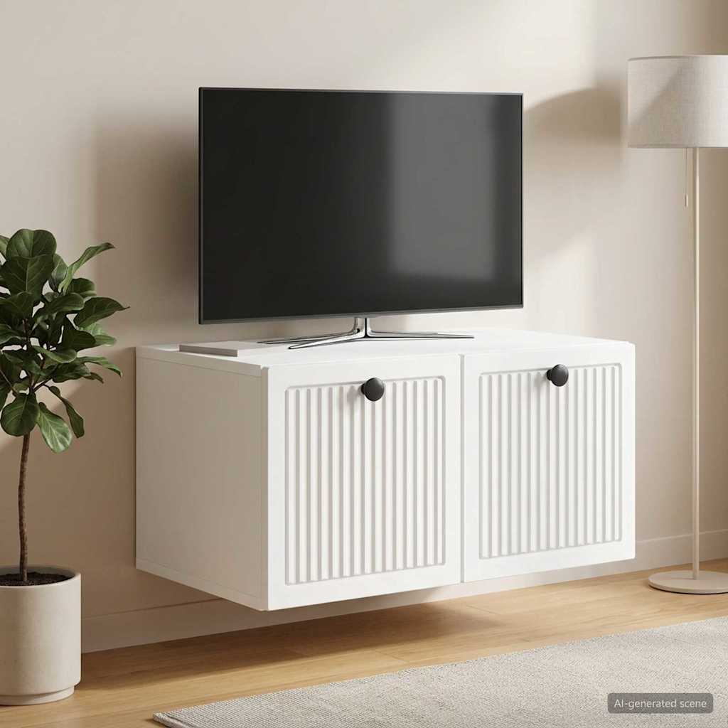Wandmontierter TV-Schrank Weiß 59,5 x 41 x 30 cm Holzwerkstoff