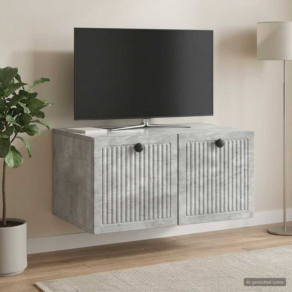 Wandmontierter TV-Schrank Betongrau 59,5 x 41 x 30 cm