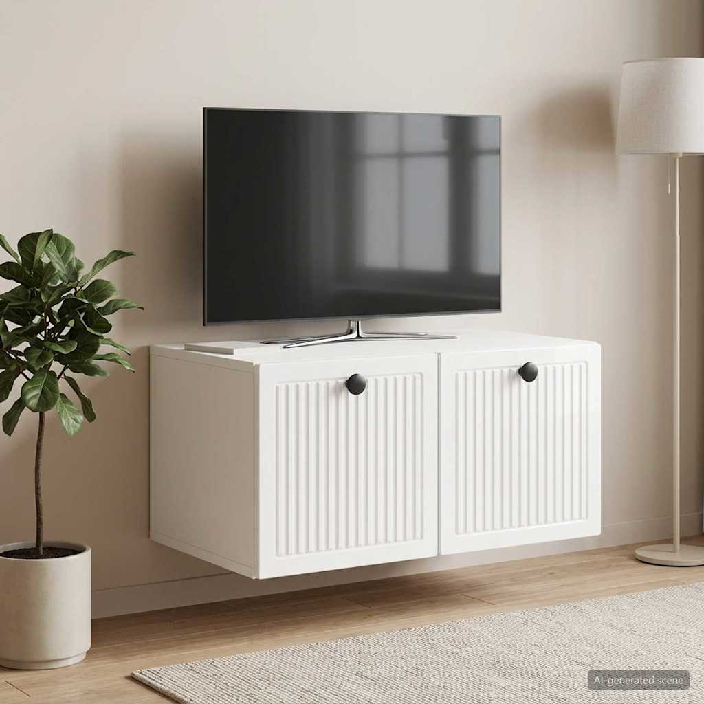 Wandmontierter TV-Schrank Hochglanz Weiß 59,5 x 41 x 30 cm